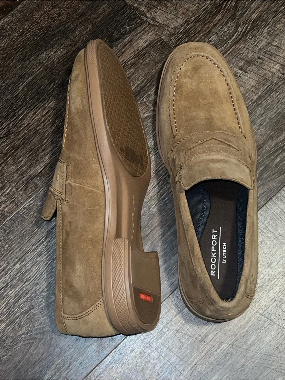 Rockport Men's Tan Suede Penny Loafers
